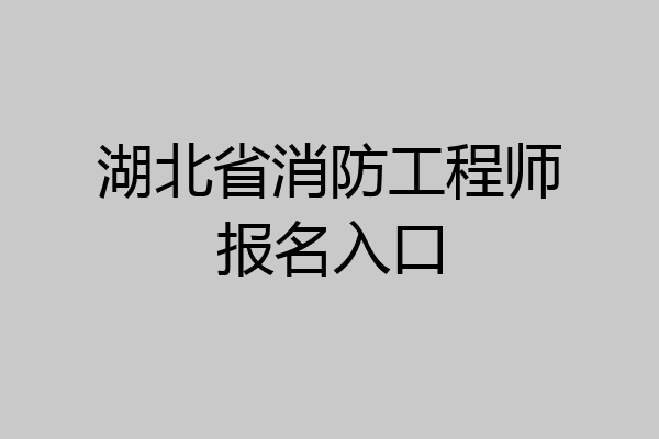 湖北省消防工程师报名入口