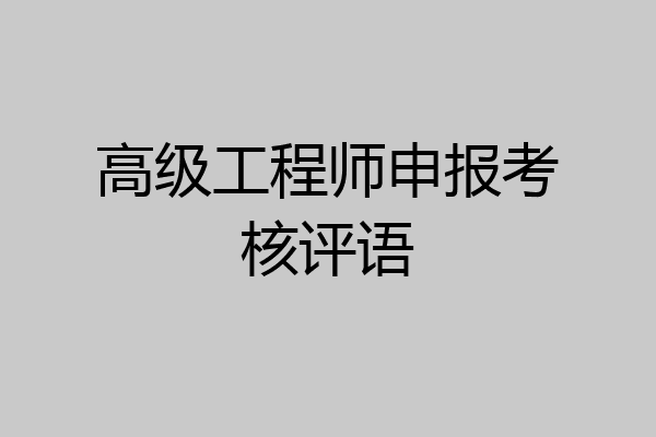 高级工程师申报考核评语