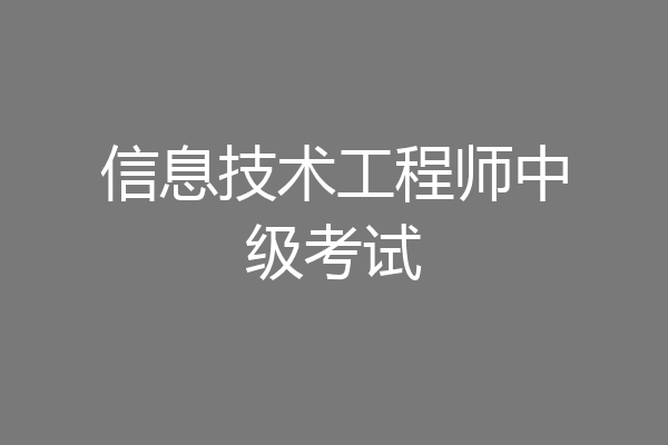 信息技术工程师中级考试