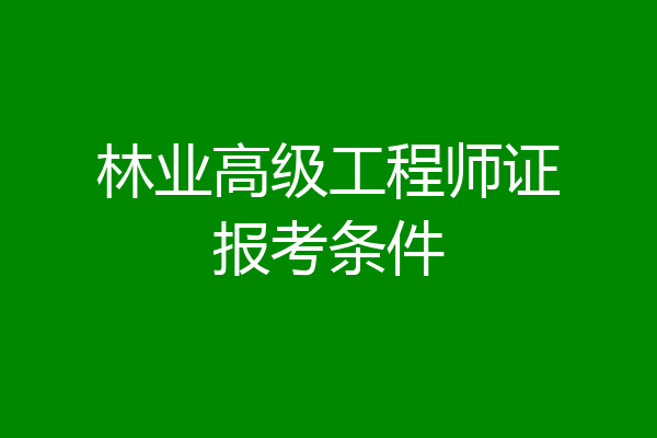 林业高级工程师证报考条件