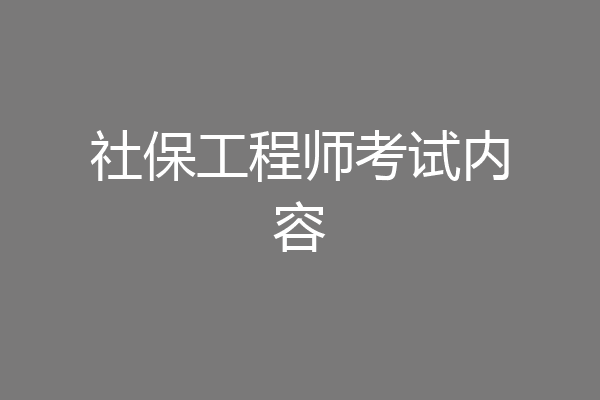 社保工程师考试内容