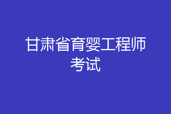 甘肃省育婴工程师考试