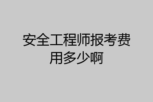 安全工程师报考费用多少啊
