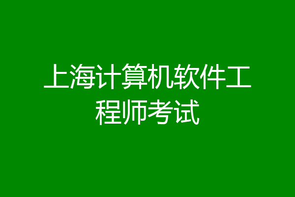 上海计算机软件工程师考试