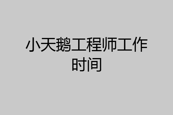 小天鹅工程师工作时间