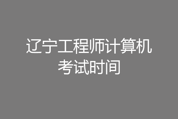 辽宁工程师计算机考试时间