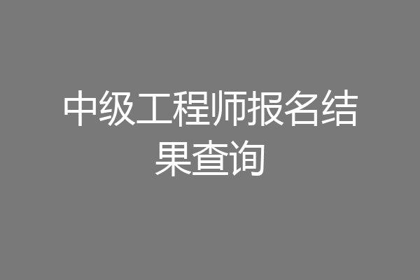 中级工程师报名结果查询