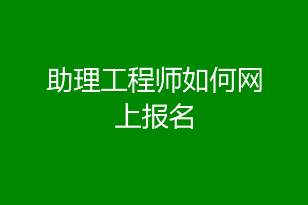 助理工程师如何网上报名
