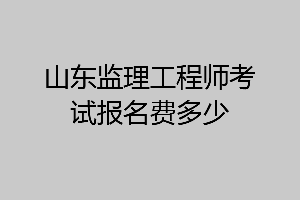 山东监理工程师考试报名费多少
