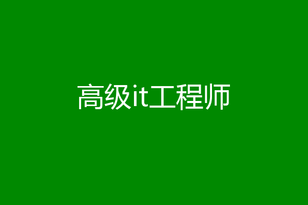 高级it工程师