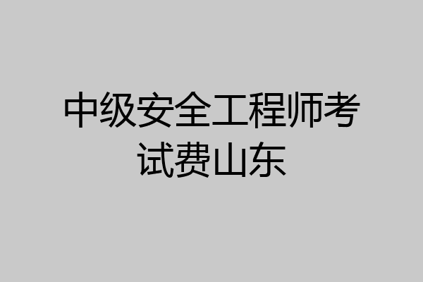 中级安全工程师考试费山东