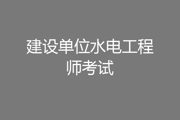 建设单位水电工程师考试
