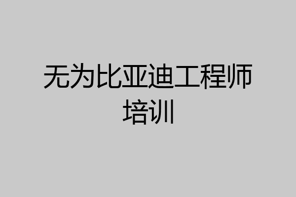 无为比亚迪工程师培训