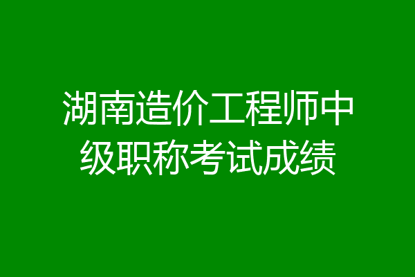 湖南造价工程师中级职称考试成绩