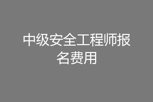 中级安全工程师报名费用