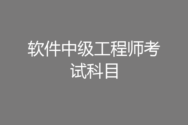 软件中级工程师考试科目