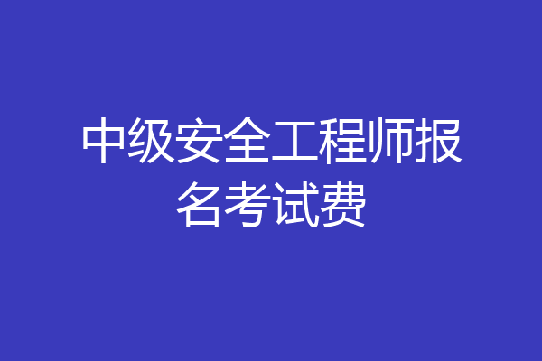 中级安全工程师报名考试费