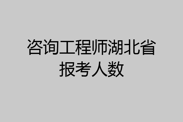 咨询工程师湖北省报考人数