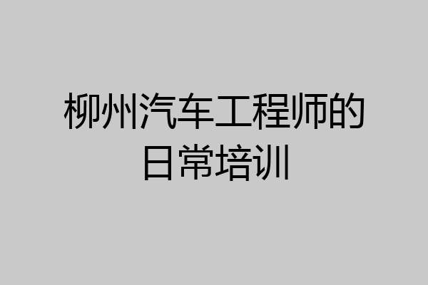 柳州汽车工程师的日常培训