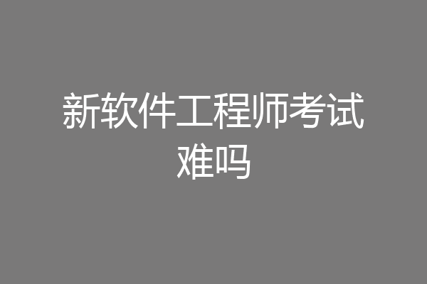 新软件工程师考试难吗