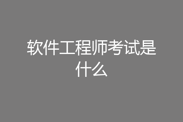 软件工程师考试是什么