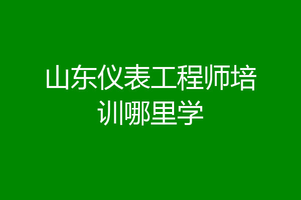 山东仪表工程师培训哪里学