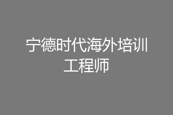 宁德时代海外培训工程师