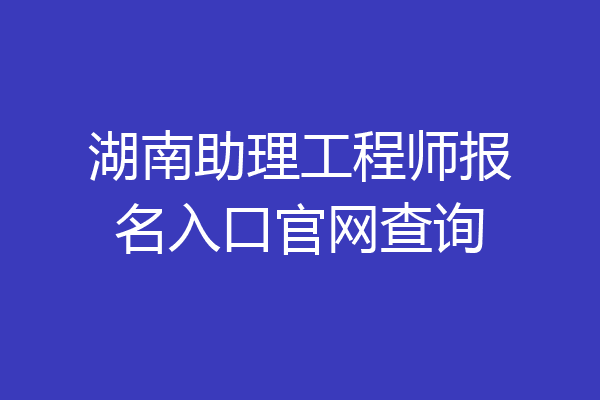 湖南助理工程师报名入口官网查询