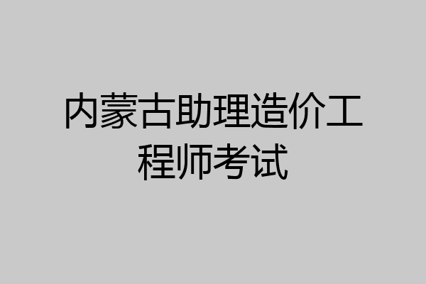 内蒙古助理造价工程师考试