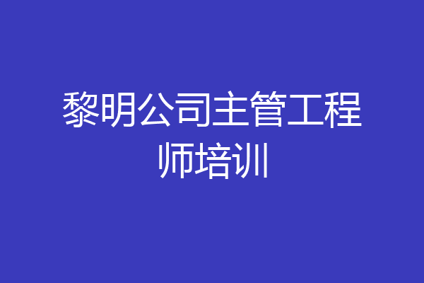 黎明公司主管工程师培训