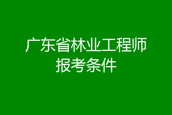 广东省林业工程师报考条件