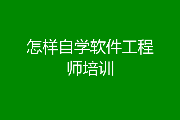怎样自学软件工程师培训