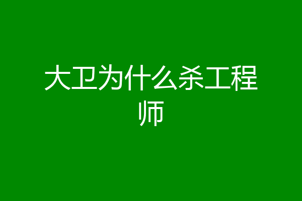 大卫为什么杀工程师