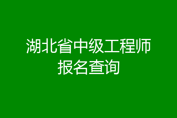 湖北省中级工程师报名查询