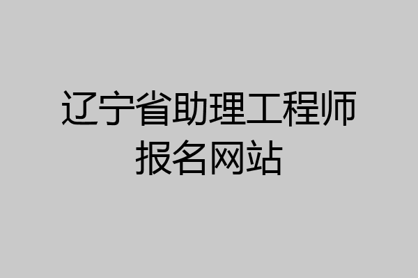 辽宁省助理工程师报名网站