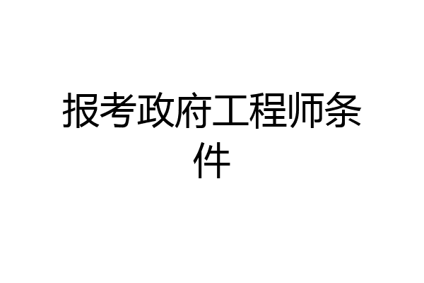 报考政府工程师条件