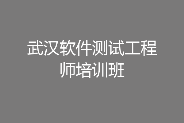 武汉软件测试工程师培训班