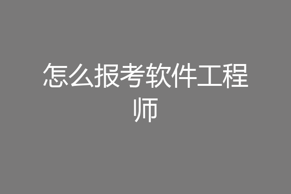 怎么报考软件工程师