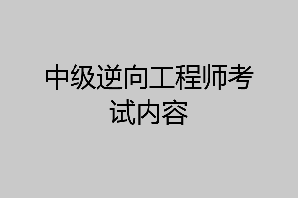 中级逆向工程师考试内容