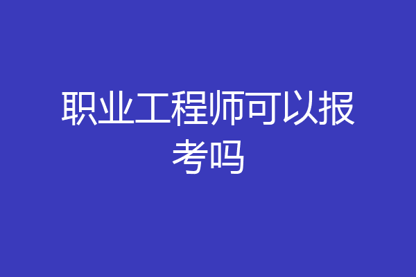 职业工程师可以报考吗