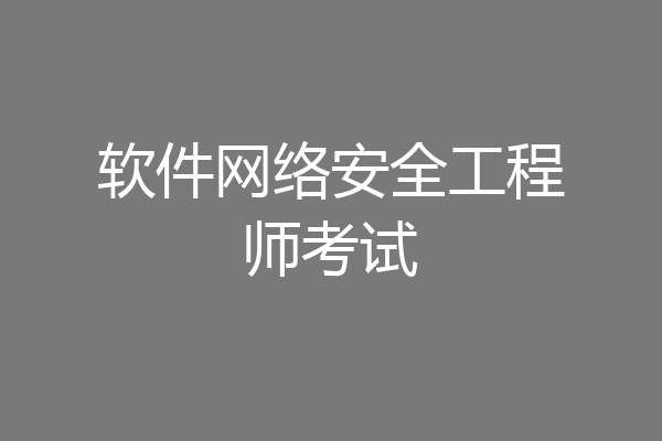 软件网络安全工程师考试