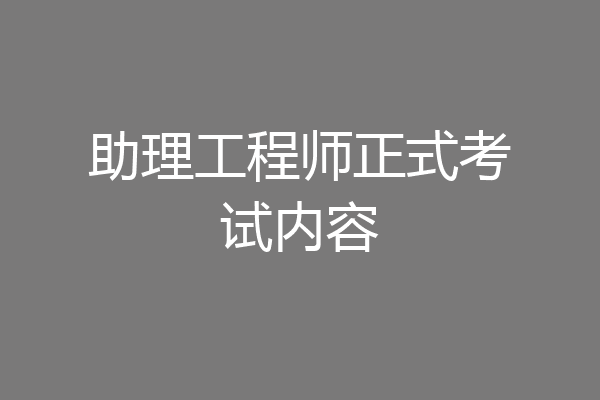 助理工程师正式考试内容