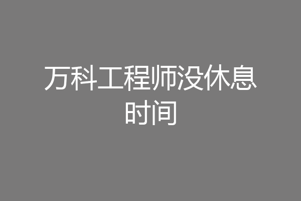万科工程师没休息时间
