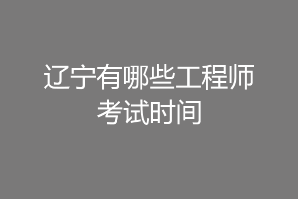 辽宁有哪些工程师考试时间