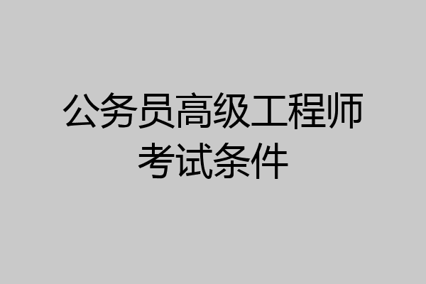 公务员高级工程师考试条件