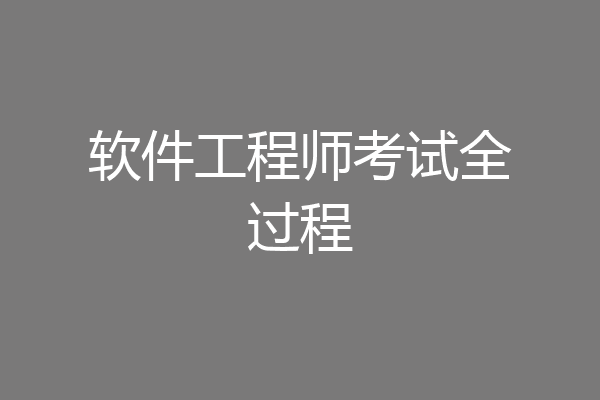 软件工程师考试全过程
