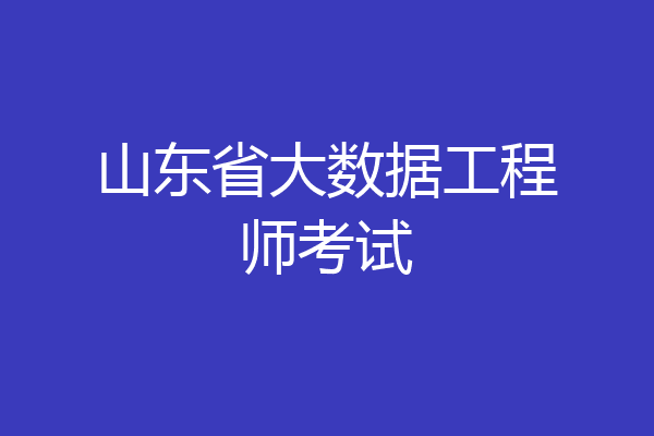 山东省大数据工程师考试