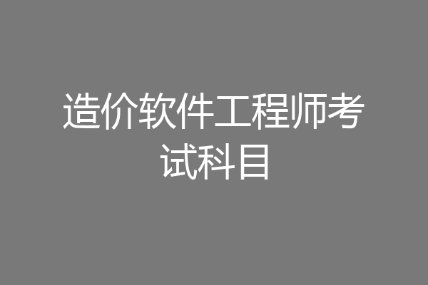 造价软件工程师考试科目