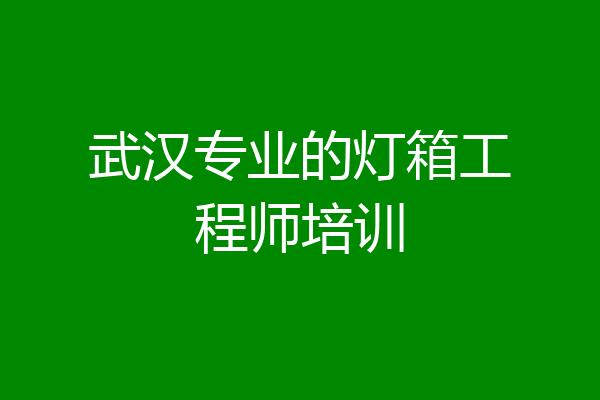 武汉专业的灯箱工程师培训