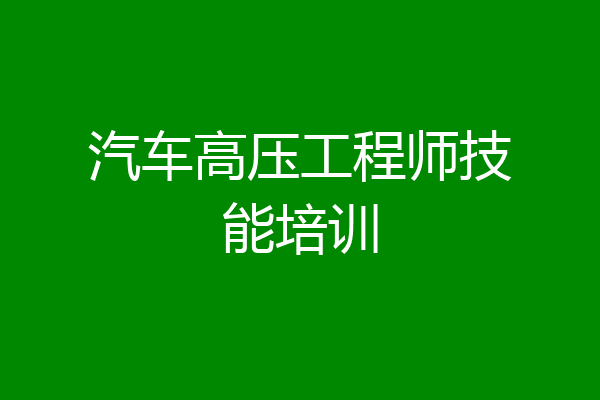 汽车高压工程师技能培训
